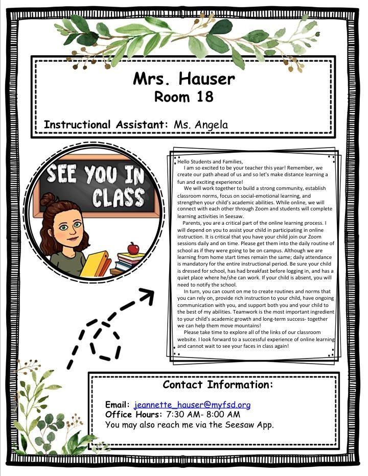 Welcome Letter: English