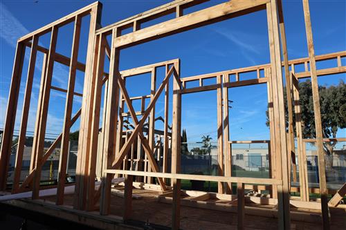 Framing of the tiny home walls.