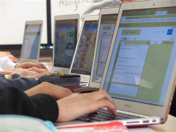 Students in front of computers