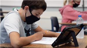 Student in Hybrid classroom