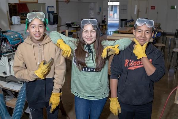 Students working on Tiny Home project