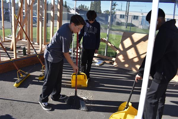 Cleaning up after a hard days work.