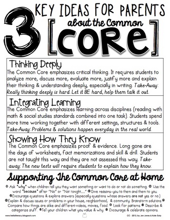 3 Key Ideas for Parents about the Common Core. Thinking Deeply, Integrating Learning, Showing How They Know